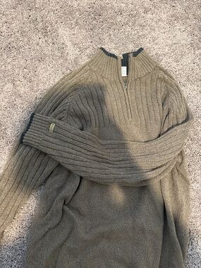 Columbia Men's Zip-Neck Ribbed Sweater in Olive